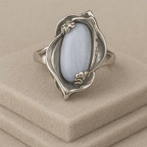 Carolyn Pollack .925 Blue Lace Agate Calla Lily Ring – Sculptural Artisan #337